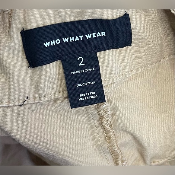 Who What Wear High Waist Wide Leg Belted Khaki Tan Cotton Pants - Size 2 - Picture 4 of 11
